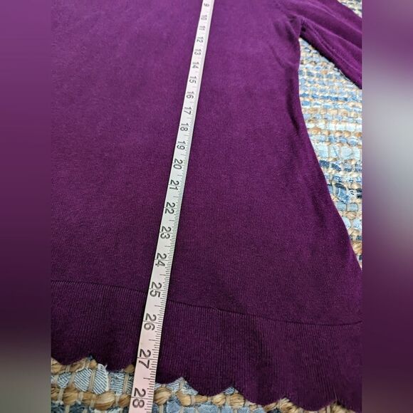 Isaac Mizrahi Women's S Scalloped Bell Sleeve Turtleneck Sweater Purple Pullover - Picture 4 of 10